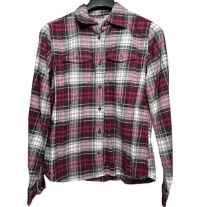 Carhartt Women's Plaid Flannel Shirt Small (4/6) Long Sleeve Button-Up Red White